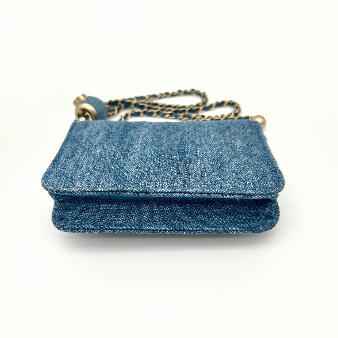 Chanel 22C Denim Gold Ball Mini Waist Bag [Unused / Full Set]