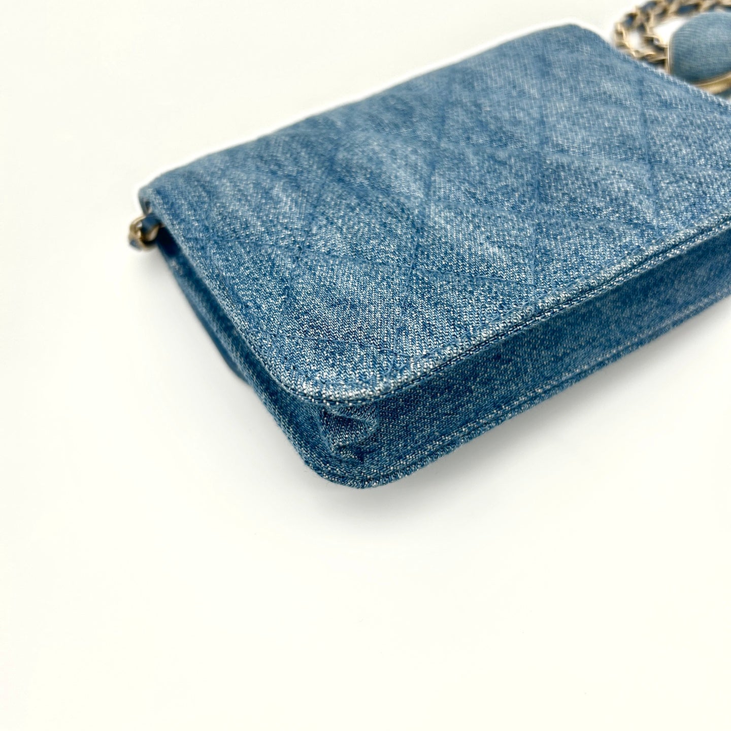 Chanel 22C Denim Gold Ball Mini Waist Bag [Unused / Full Set]