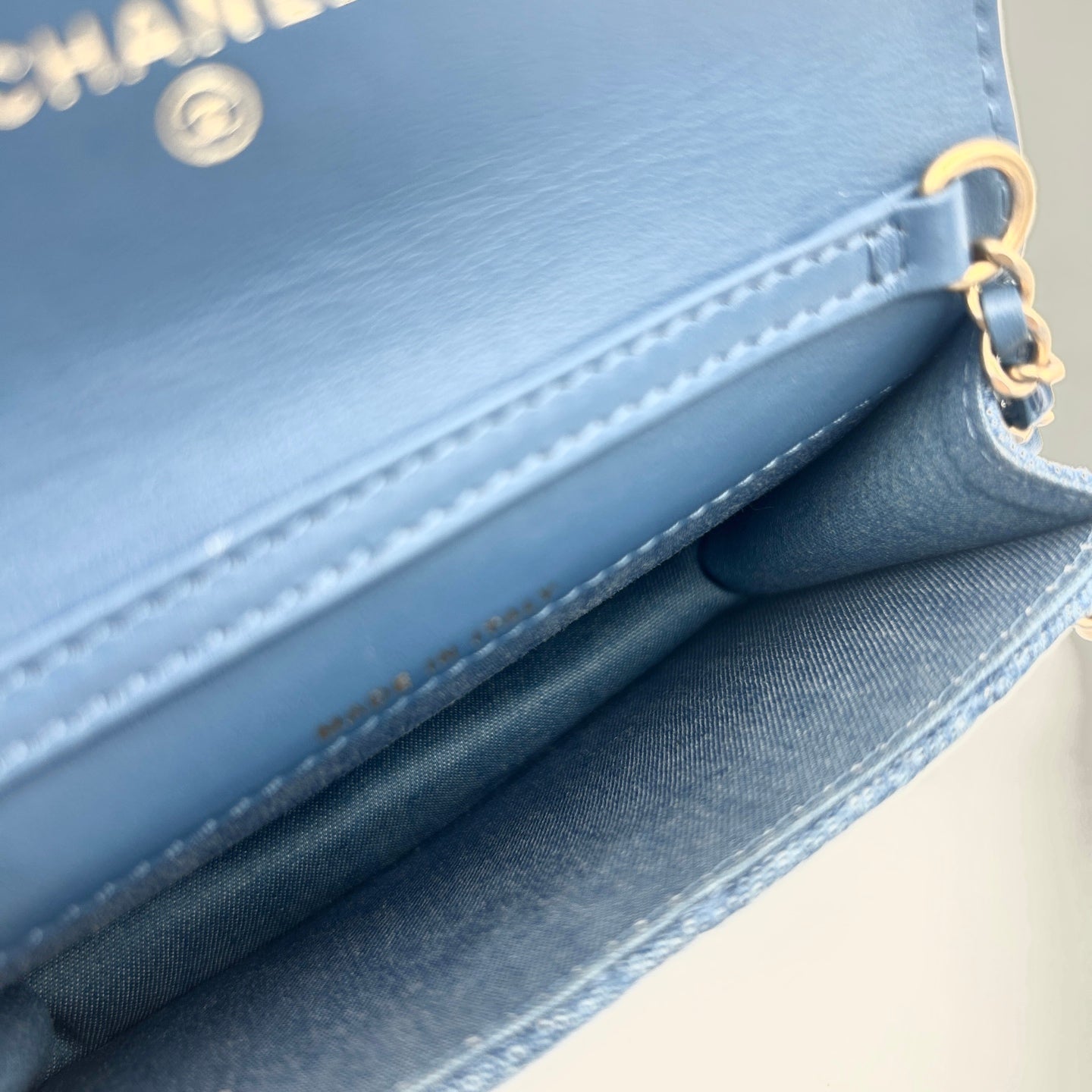 Chanel 22C Denim Gold Ball Mini Waist Bag [Unused / Full Set]