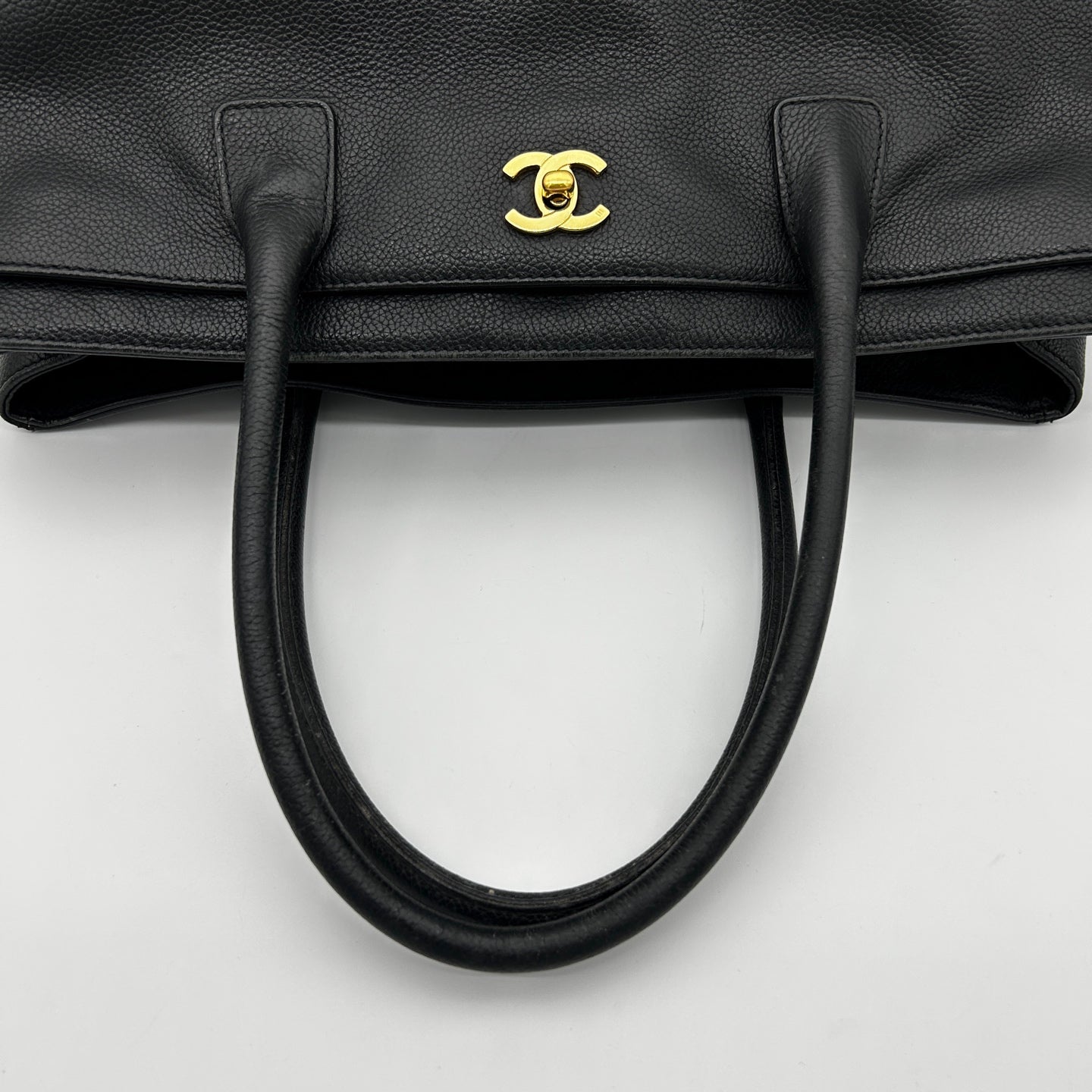 Chanel Black Calfskin Cerf Tote Bag with Gold Hardware [Used]