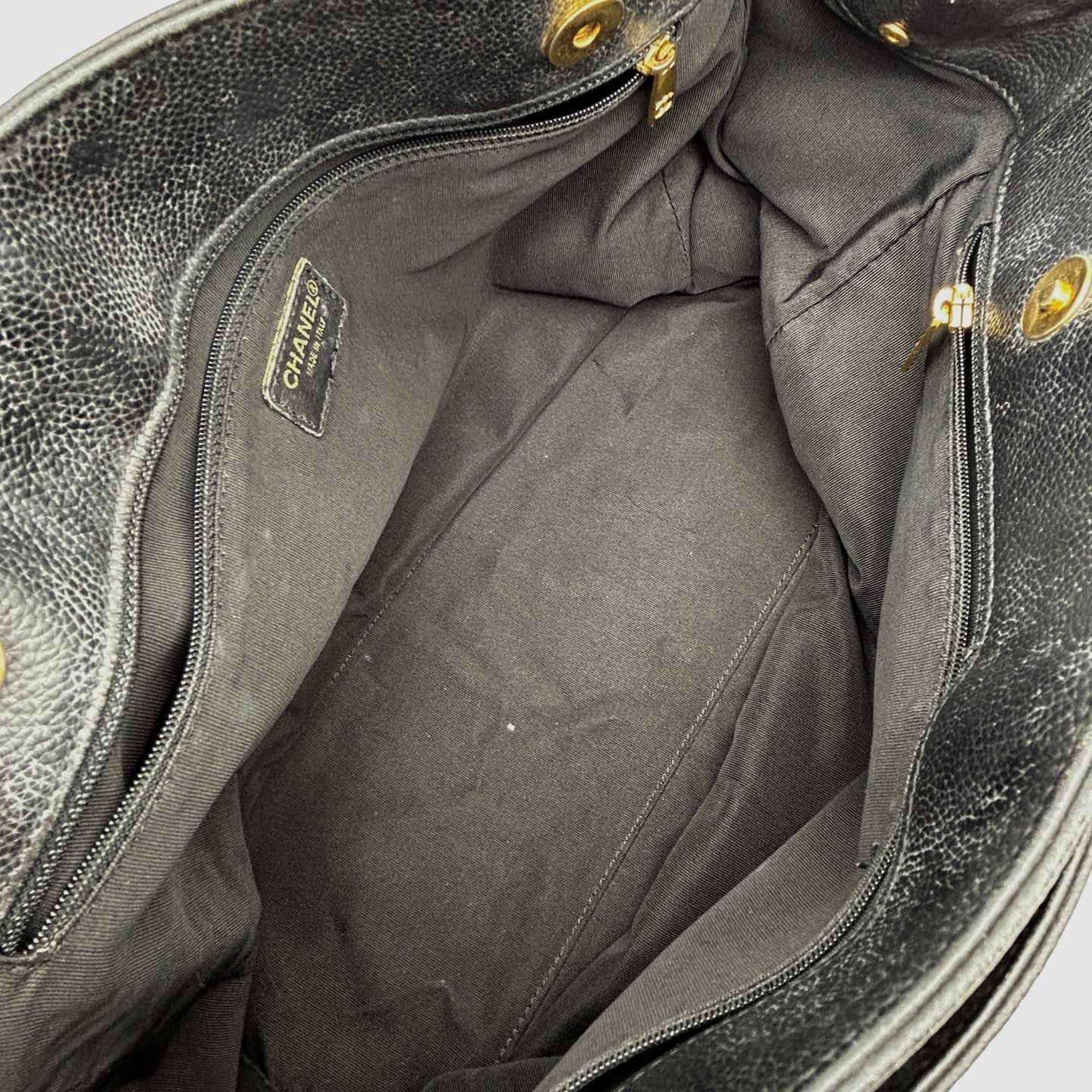 Chanel Black Calfskin Cerf Tote Bag with Gold Hardware [Used]