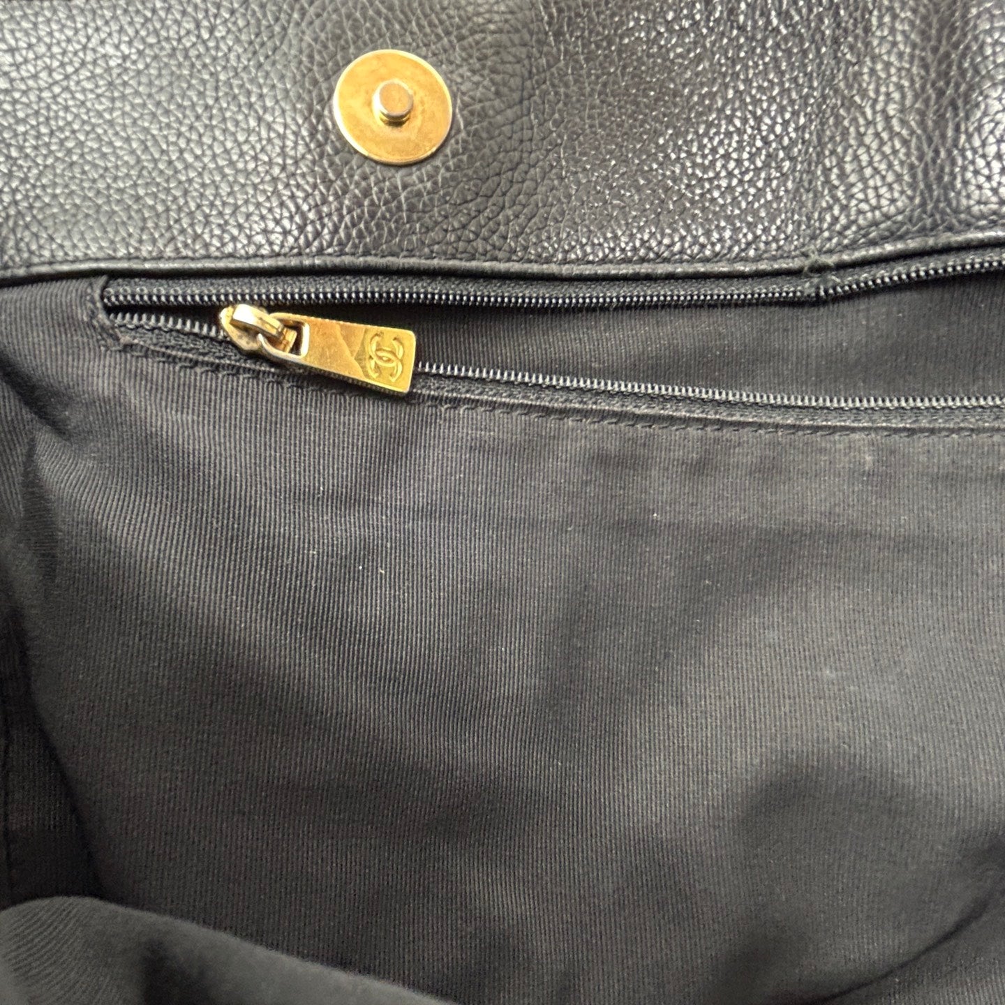 Chanel Black Calfskin Cerf Tote Bag with Gold Hardware [Used]