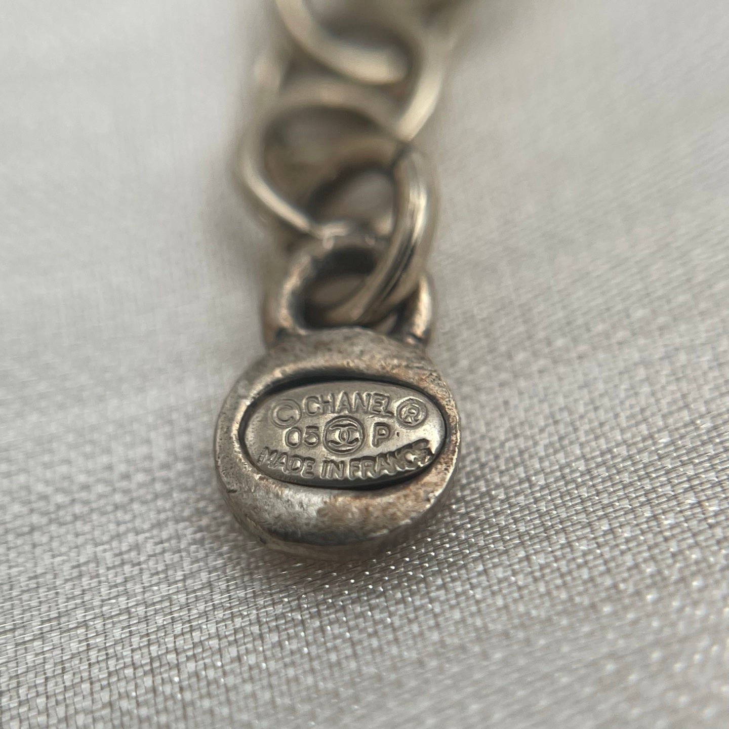 Chanel Mosaic Pink & White Crystal CC Pendant Necklace [Used]