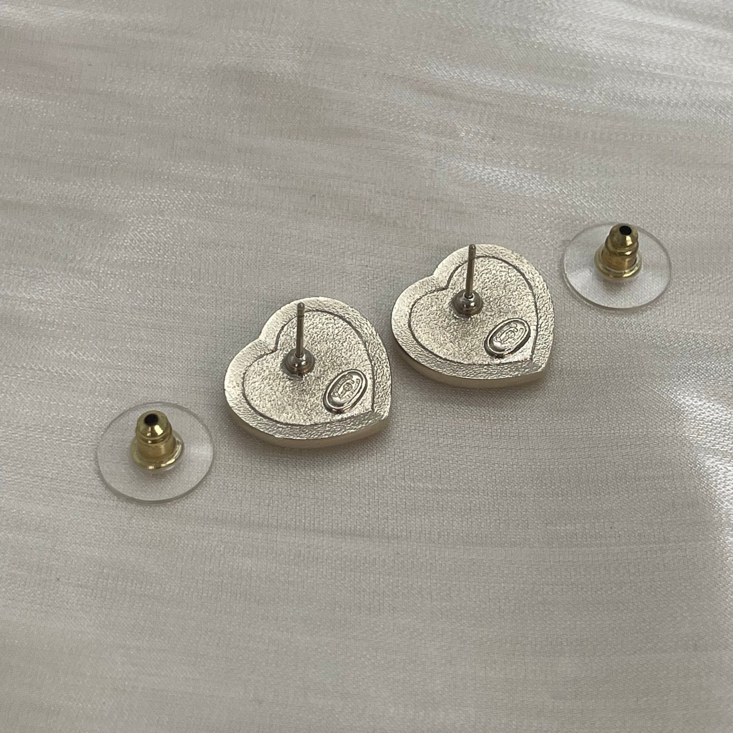 Chanel 23B Black & Gold Crystal Heart Stud Earrings [Used]