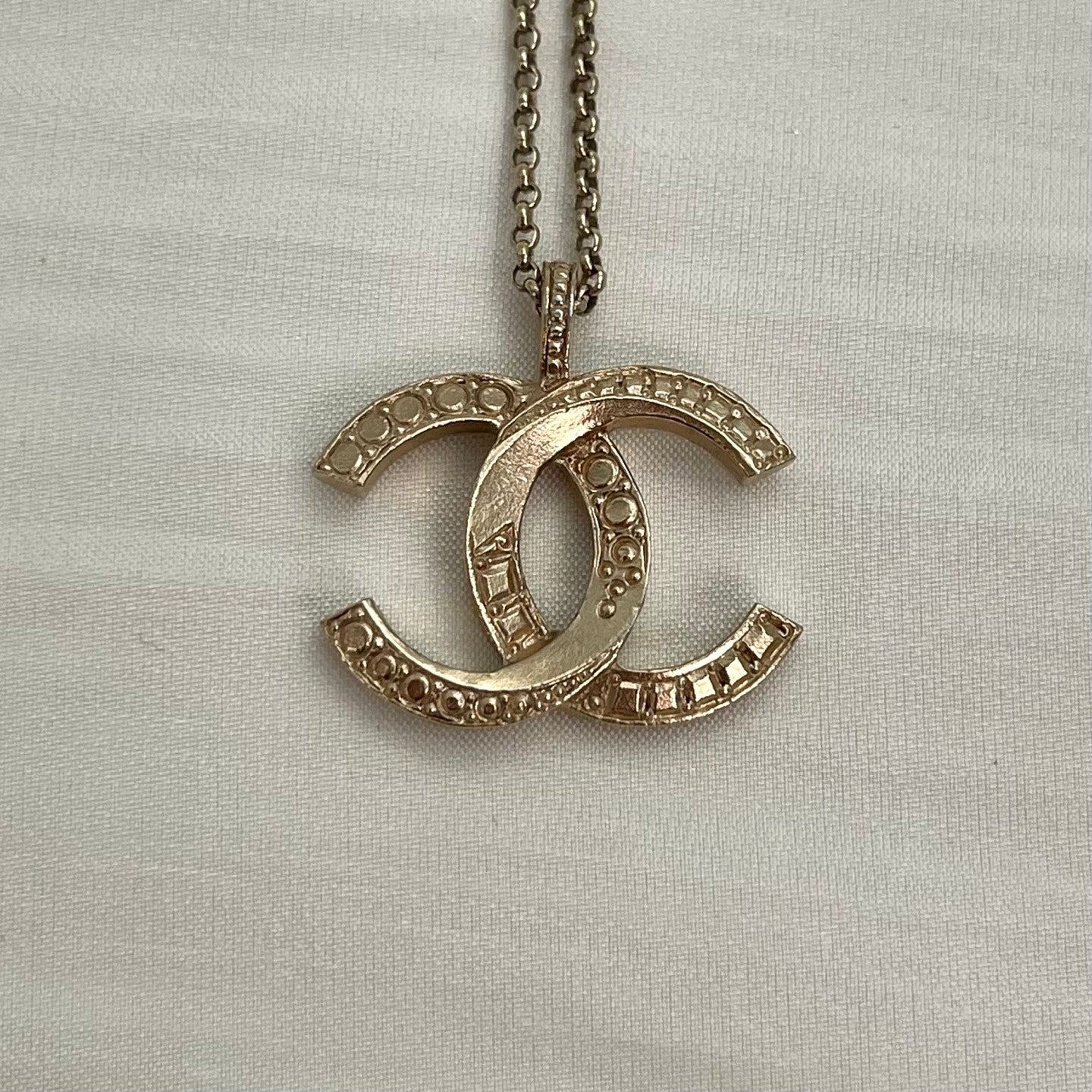 Chanel Gold-Tone Rhinestone COCO Mark Necklace[Used]