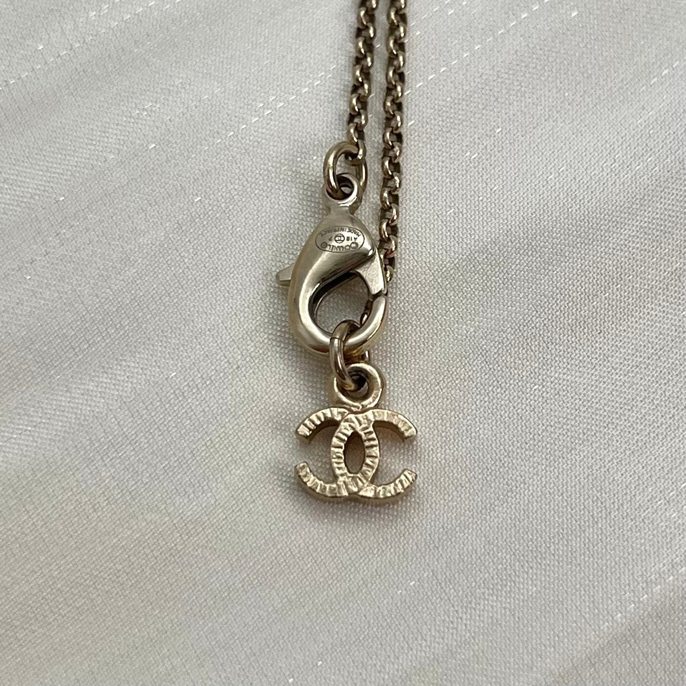 Chanel Gold-Tone Rhinestone COCO Mark Necklace[Used]