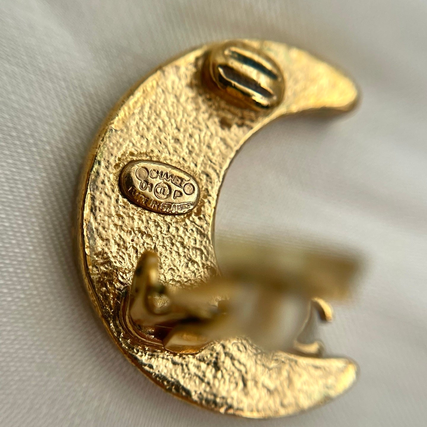 Chanel 2001 Vintage Crystal Moon & CC Clip-On Earrings [Used]