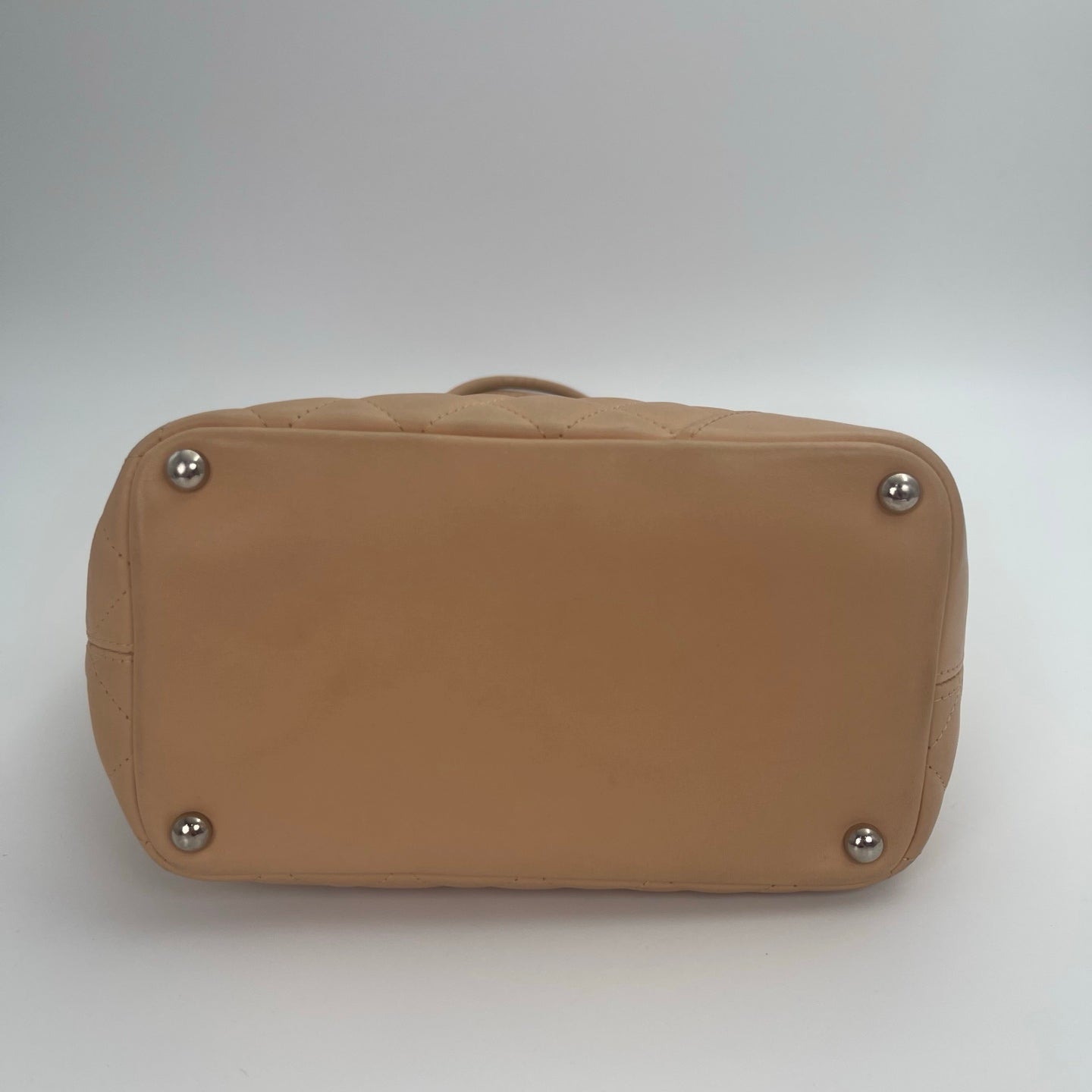 Chanel Calfskin Cambon Bucket Tote Bag Beige with Black Trim[Used]