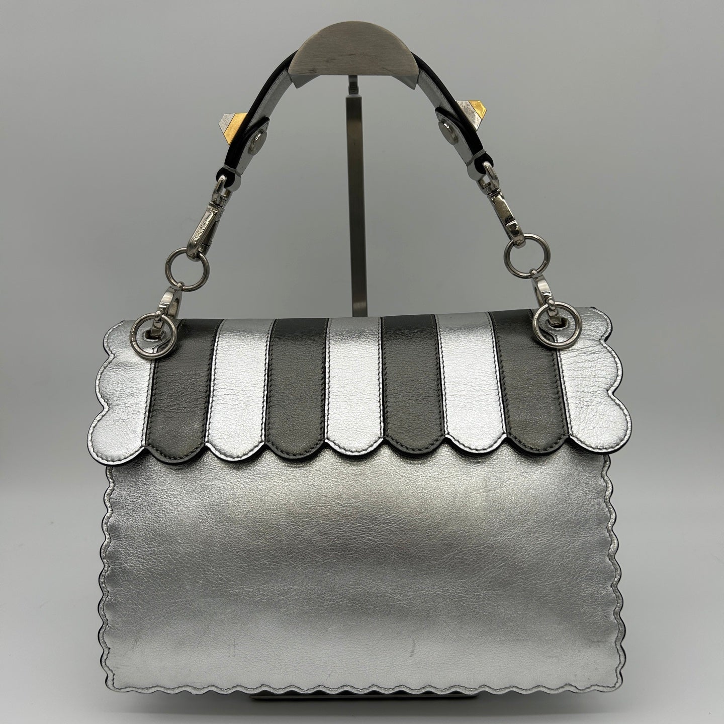 Fendi Limited Edition Silver Floral Baguette Shoulder Bag [Used]