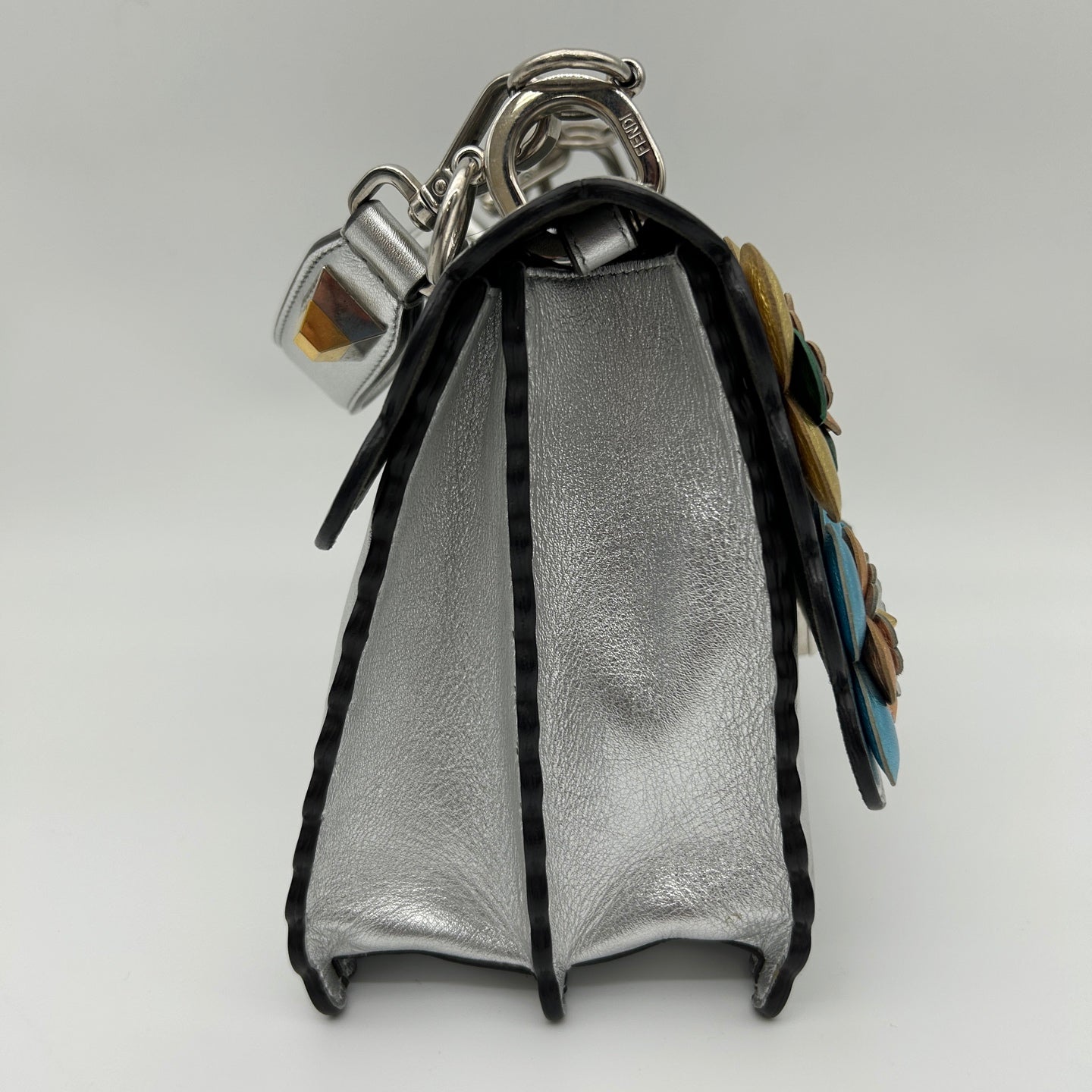 Fendi Limited Edition Silver Floral Baguette Shoulder Bag [Used]