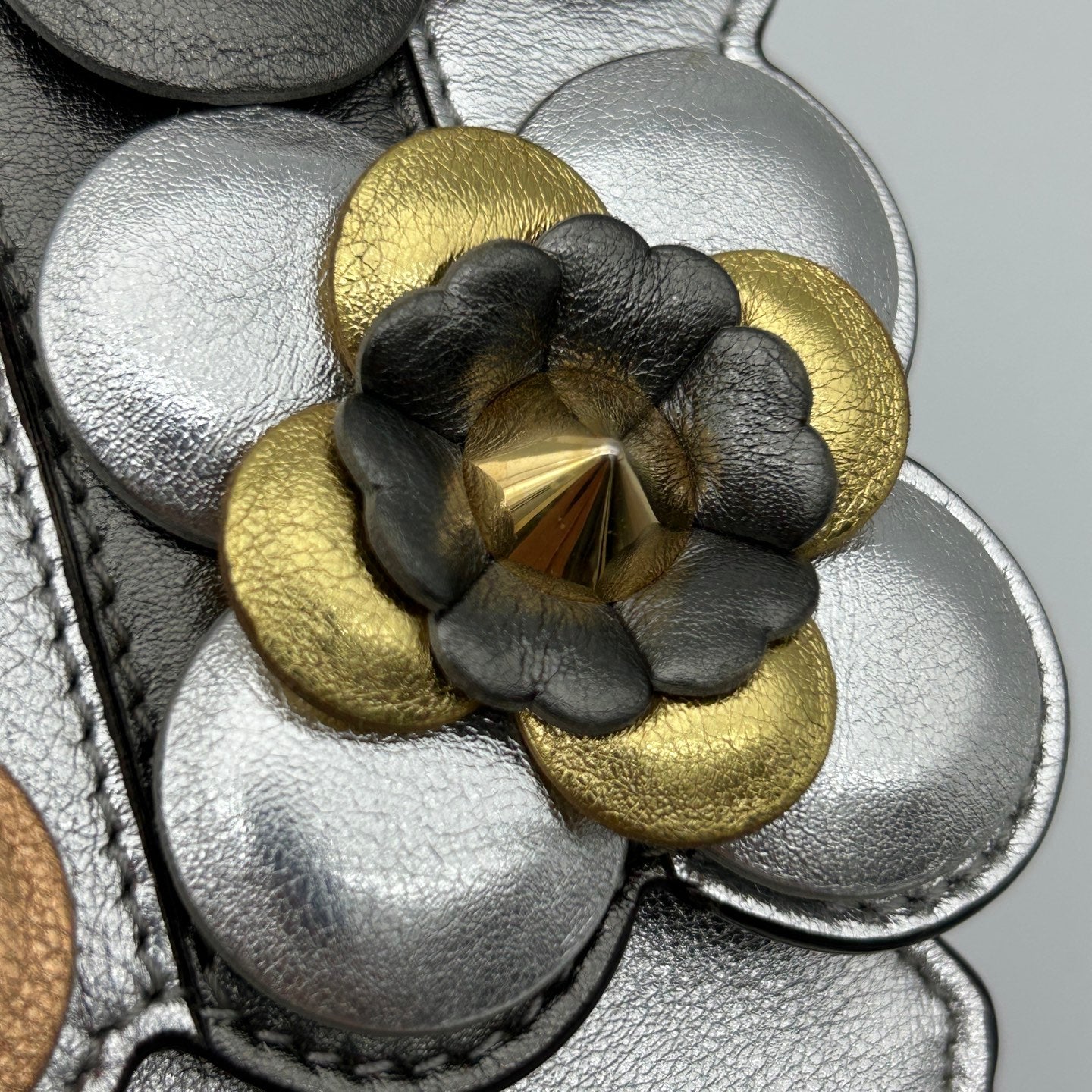 Fendi Limited Edition Silver Floral Baguette Shoulder Bag [Used]