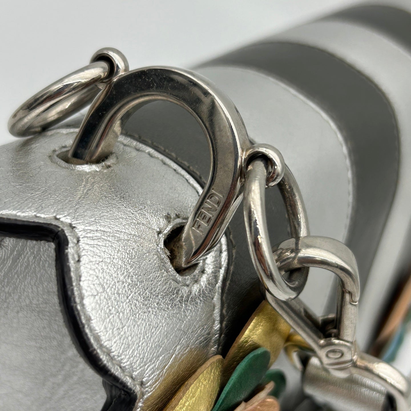 Fendi Limited Edition Silver Floral Baguette Shoulder Bag [Used]