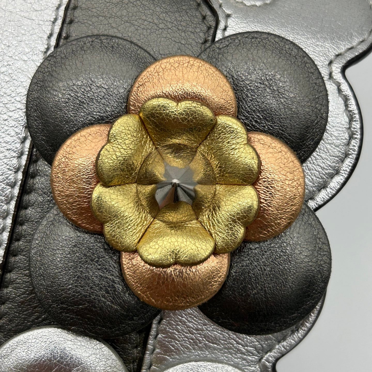 Fendi Limited Edition Silver Floral Baguette Shoulder Bag [Used]