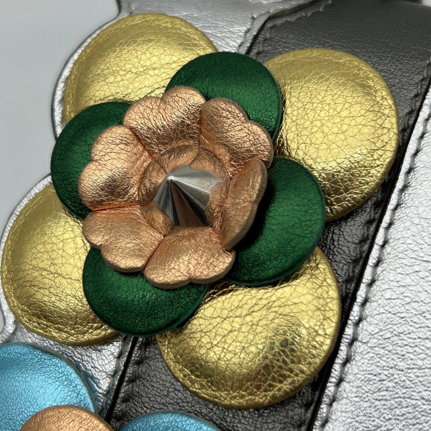 Fendi Limited Edition Silver Floral Baguette Shoulder Bag [Used]