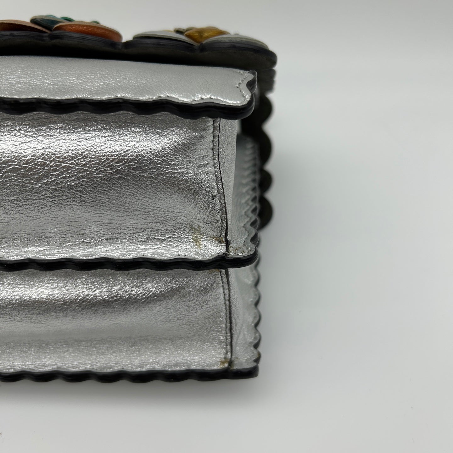 Fendi Limited Edition Silver Floral Baguette Shoulder Bag [Used]