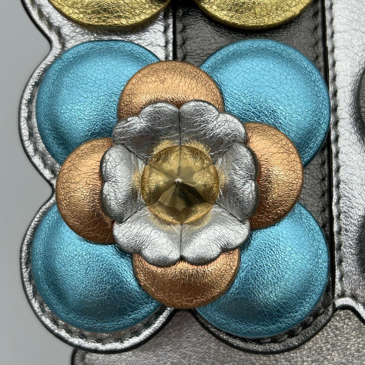 Fendi Limited Edition Silver Floral Baguette Shoulder Bag [Used]