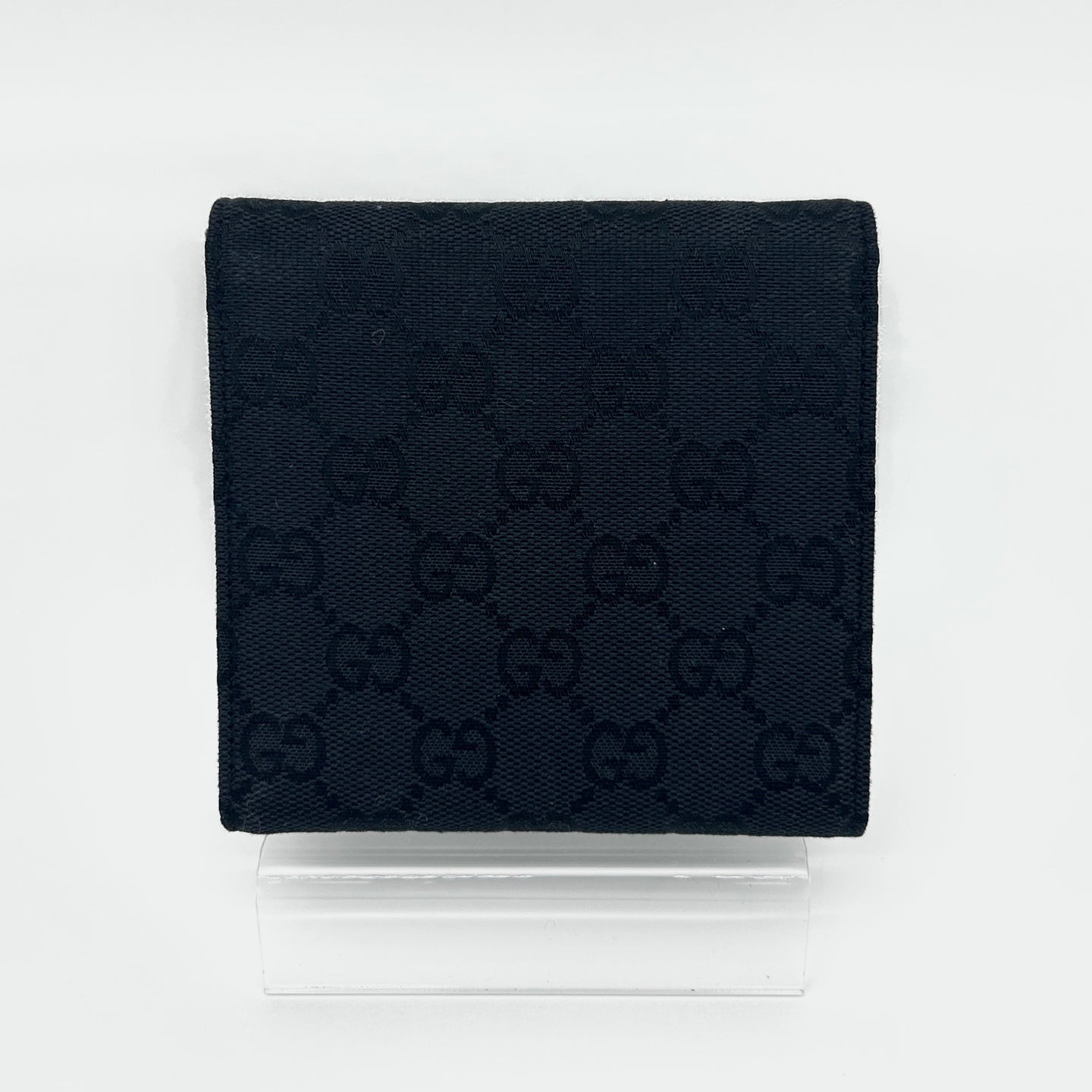 Gucci Black Canvas Horsebit Tri-Fold Square Wallet [Unused]