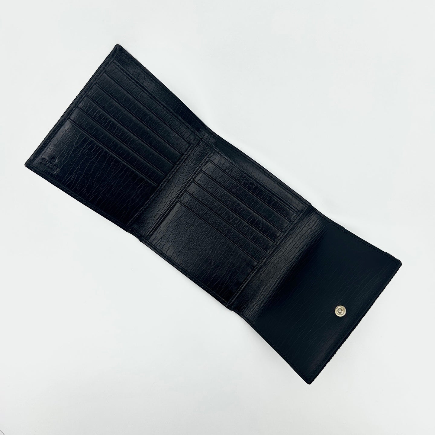 Gucci Black Canvas Horsebit Tri-Fold Square Wallet [Unused]