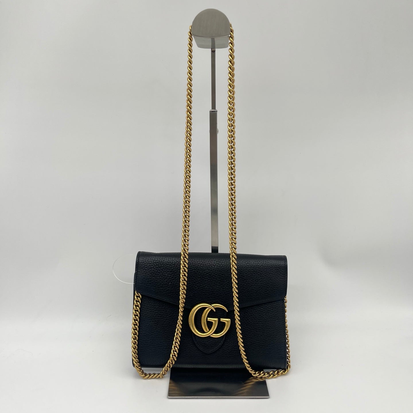 Gucci Black & Gold Leather Marmont Envelope WOC Chain Bag [Used]