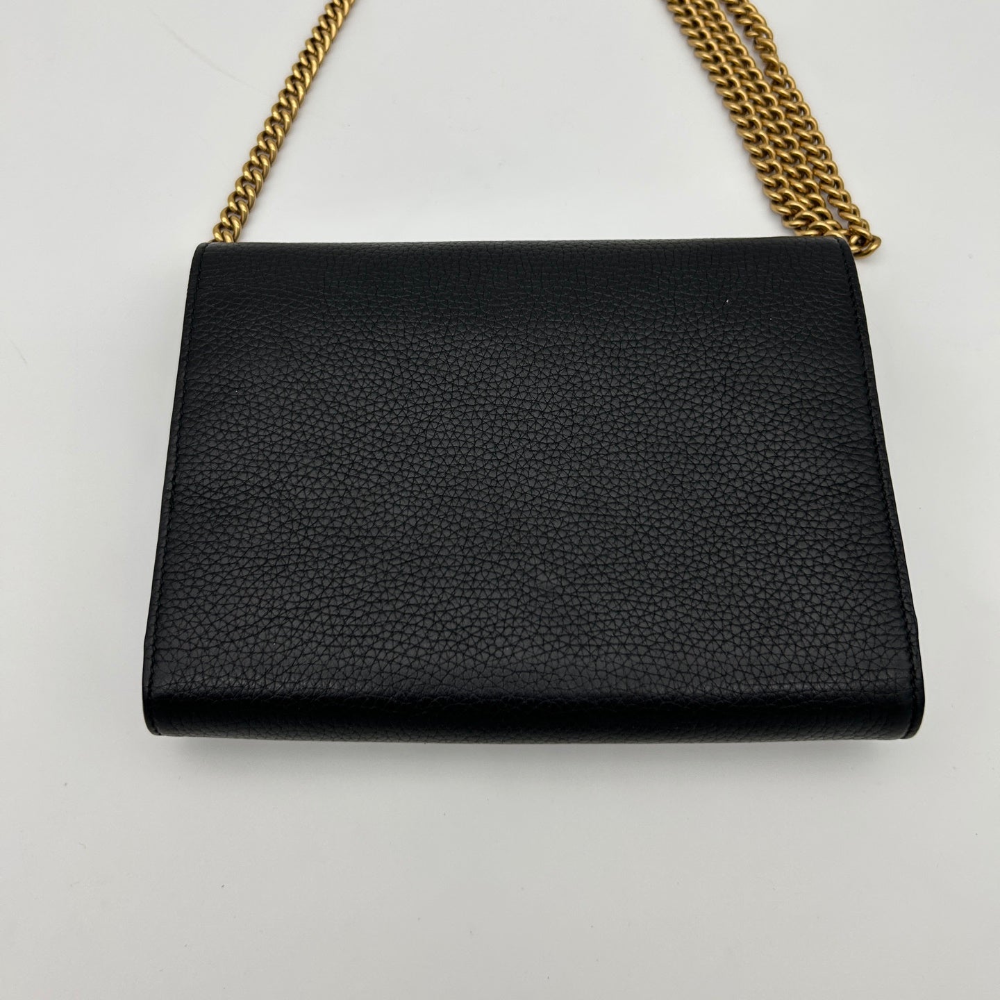 Gucci Black & Gold Leather Marmont Envelope WOC Chain Bag [Used]