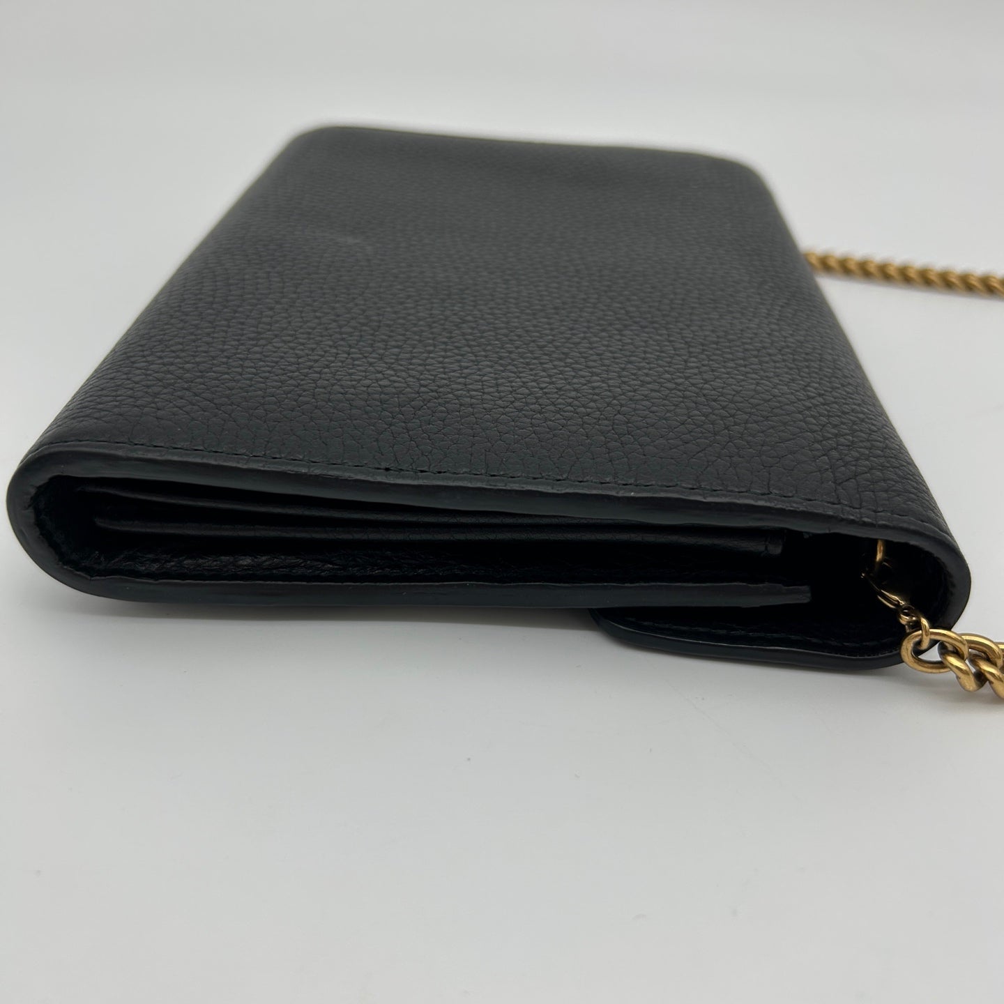Gucci Black & Gold Leather Marmont Envelope WOC Chain Bag [Used]