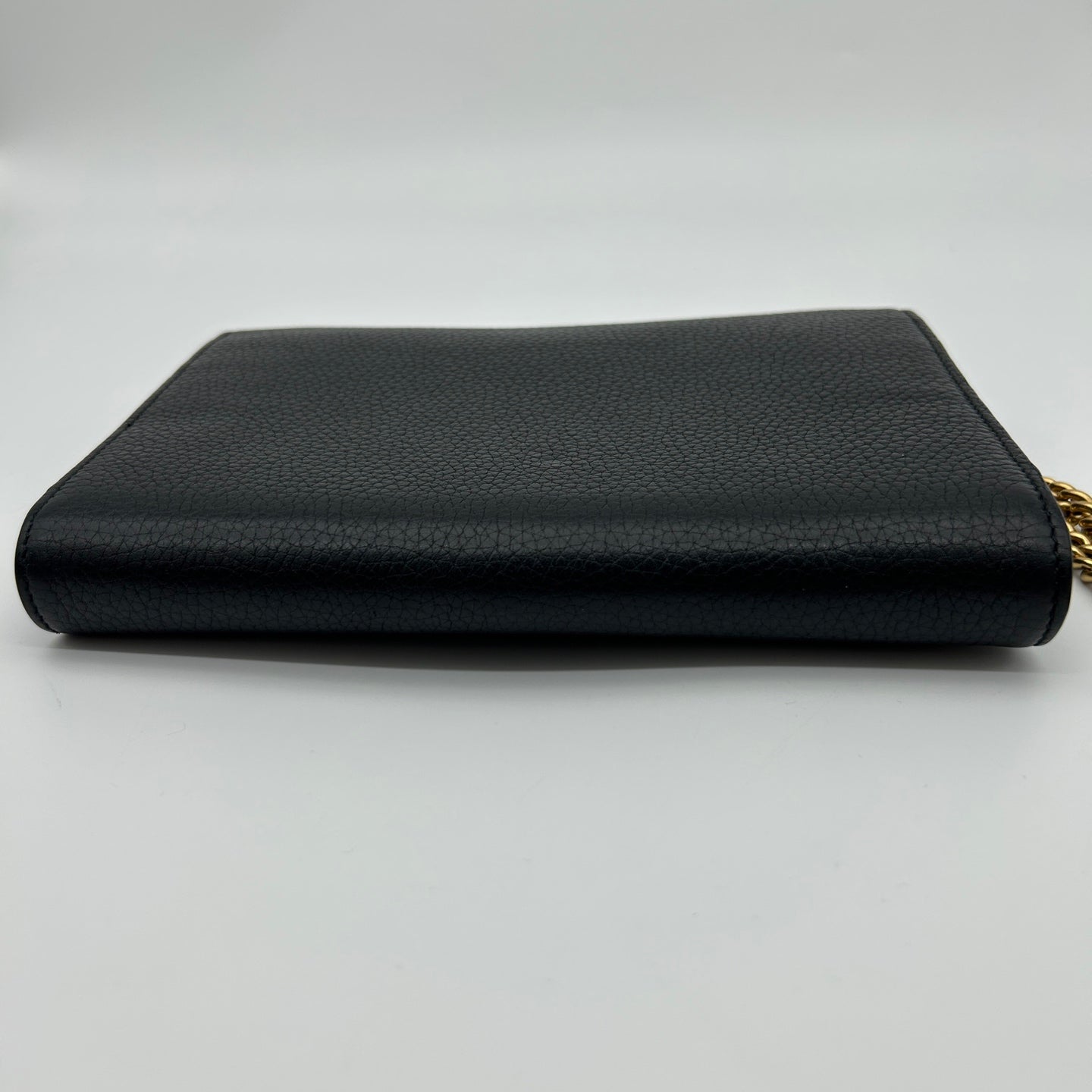 Gucci Black & Gold Leather Marmont Envelope WOC Chain Bag [Used]
