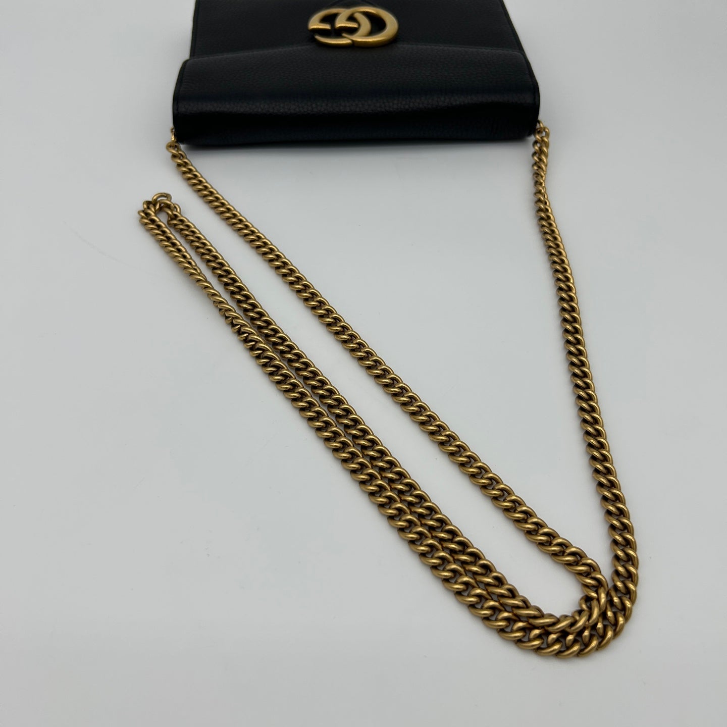 Gucci Black & Gold Leather Marmont Envelope WOC Chain Bag [Used]