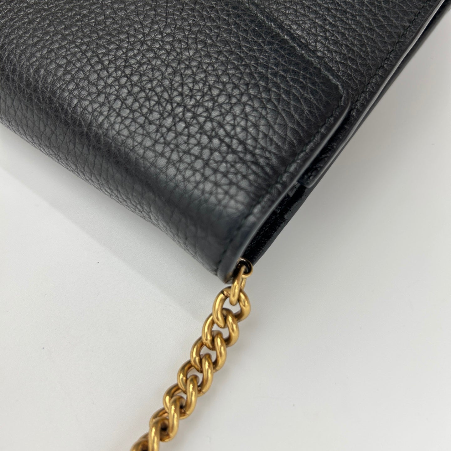 Gucci Black & Gold Leather Marmont Envelope WOC Chain Bag [Used]