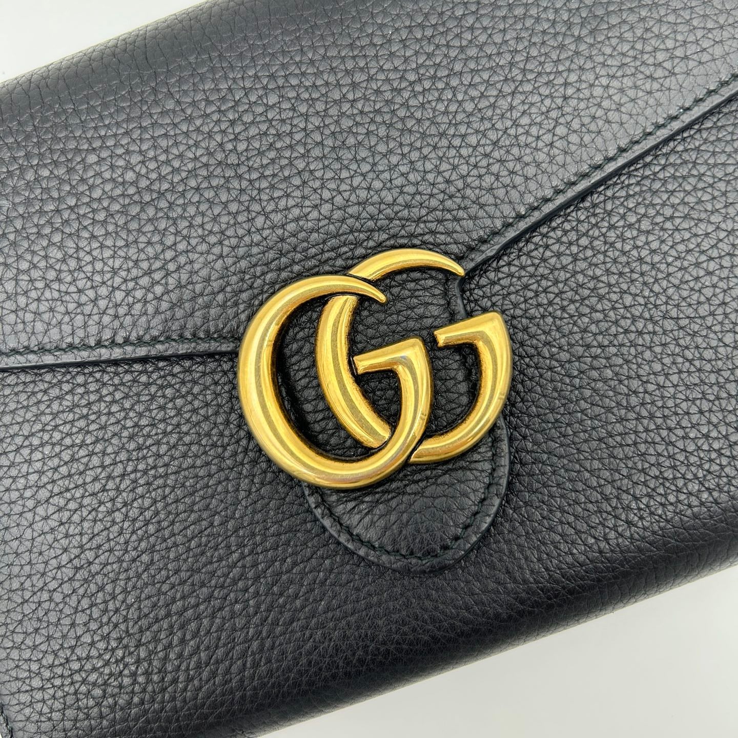 Gucci Black & Gold Leather Marmont Envelope WOC Chain Bag [Used]