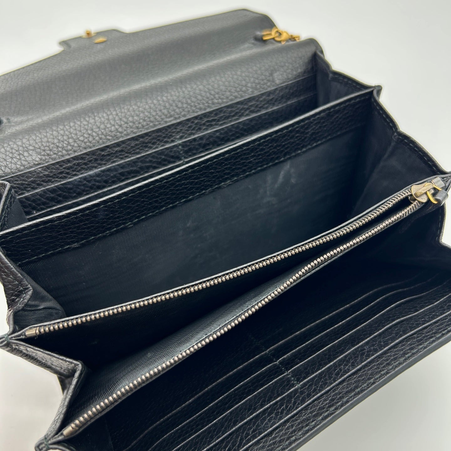 Gucci Black & Gold Leather Marmont Envelope WOC Chain Bag [Used]