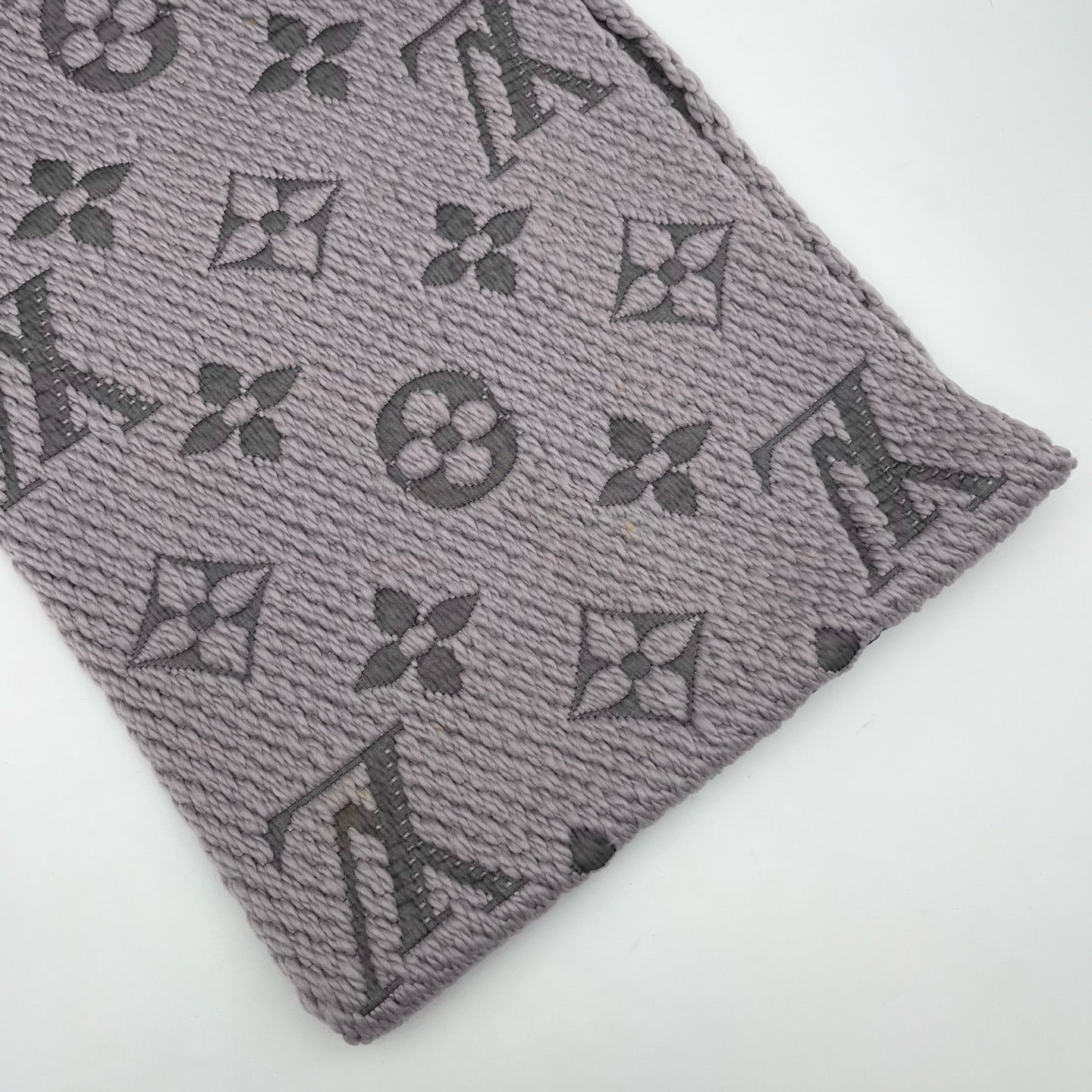 Louis Vuitton Logomania Gray-Purple Wool & Silk Monogram Reversible Scarf [Used]