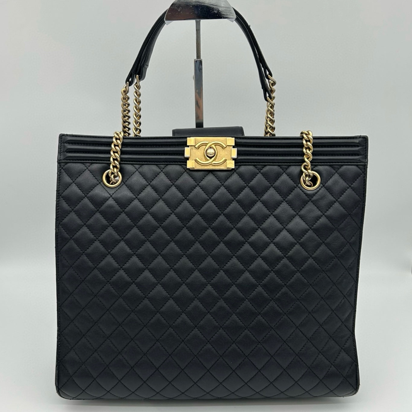 Chanel Black & Gold Calfskin LeBoy Large Tote Bag [Used]