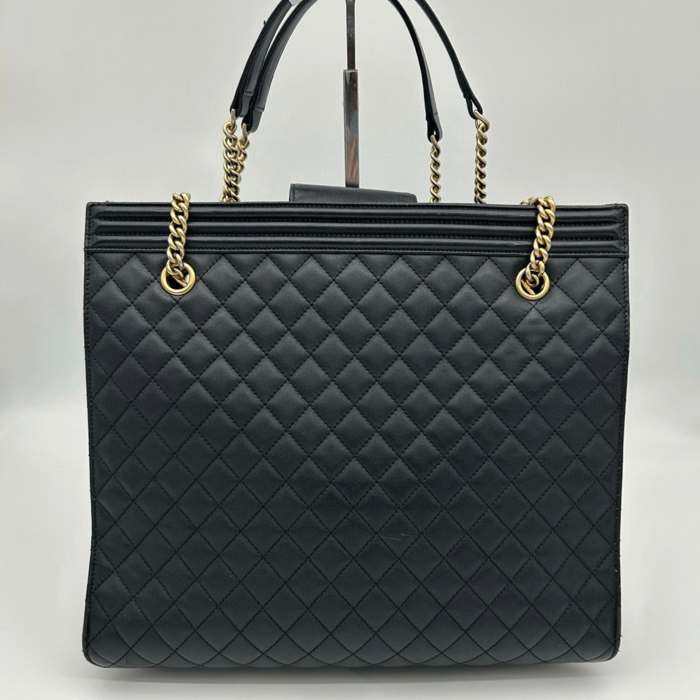 Chanel Black & Gold Calfskin LeBoy Large Tote Bag [Used]