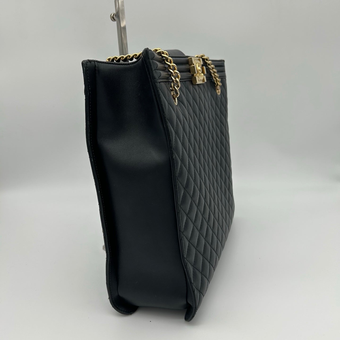 Chanel Black & Gold Calfskin LeBoy Large Tote Bag [Used]
