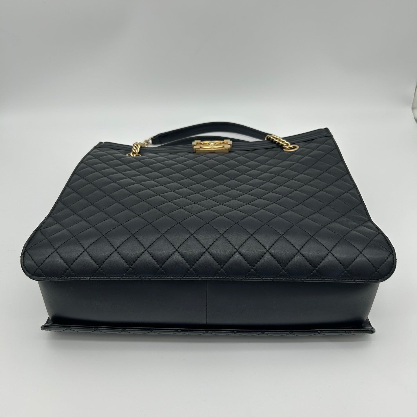 Chanel Black & Gold Calfskin LeBoy Large Tote Bag [Used]