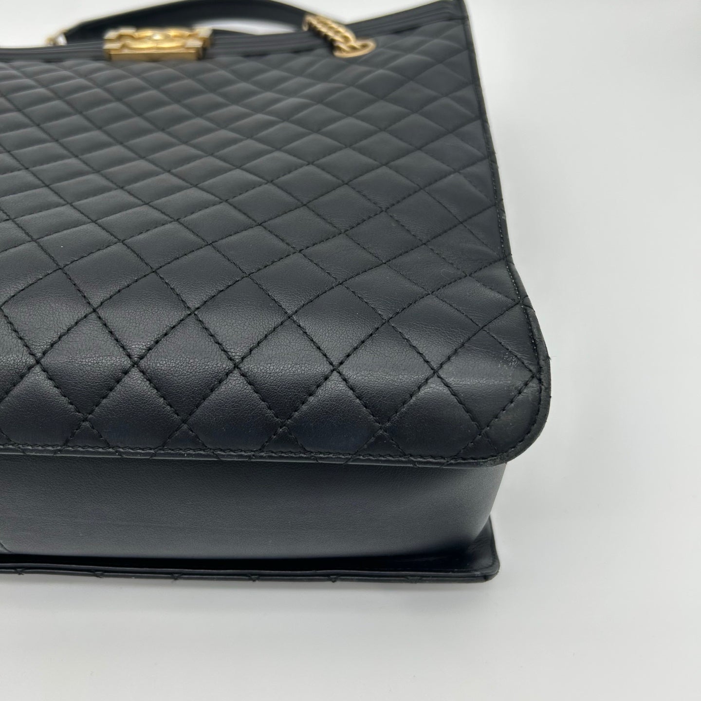 Chanel Black & Gold Calfskin LeBoy Large Tote Bag [Used]