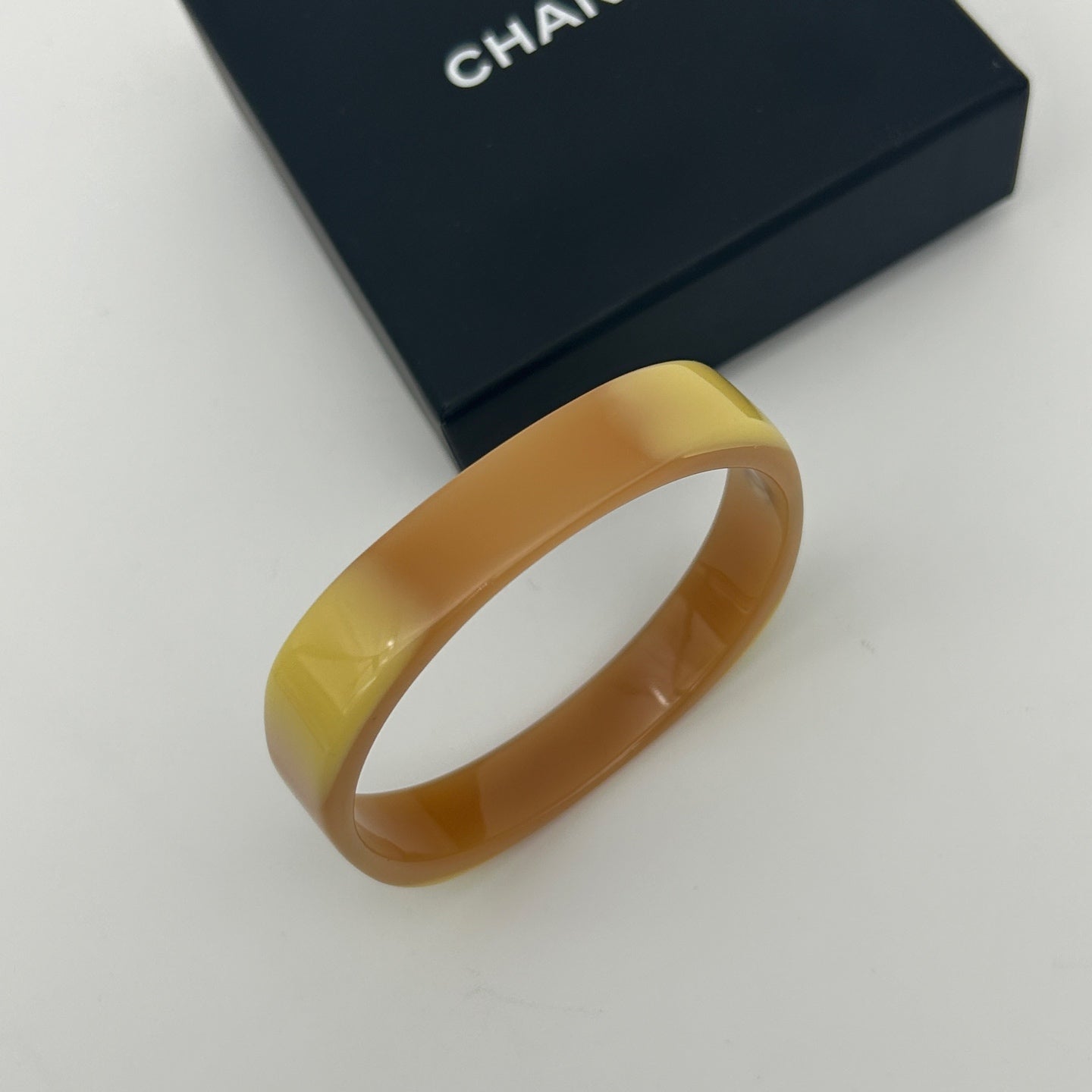 Chanel Vintage Gradient Amber-Yellow Acrylic Bangle Bracelet [Used]