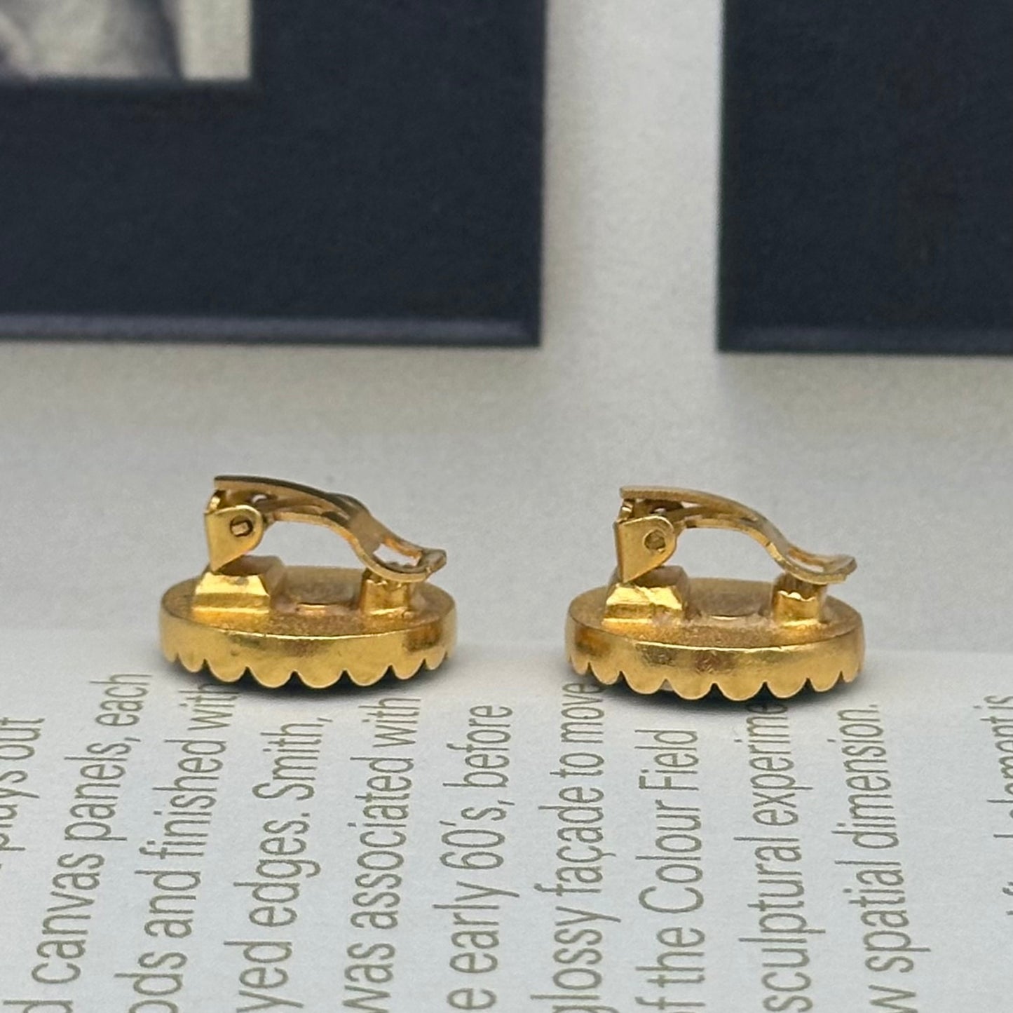Chanel Vintage Black & Gold CC Round Button Clip-On Earrings [Used]