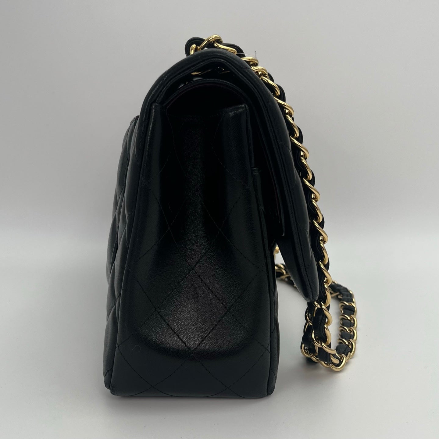 CHANEL Classic Double Flap Jumbo in Black/Gold Lamb Skin [Used]