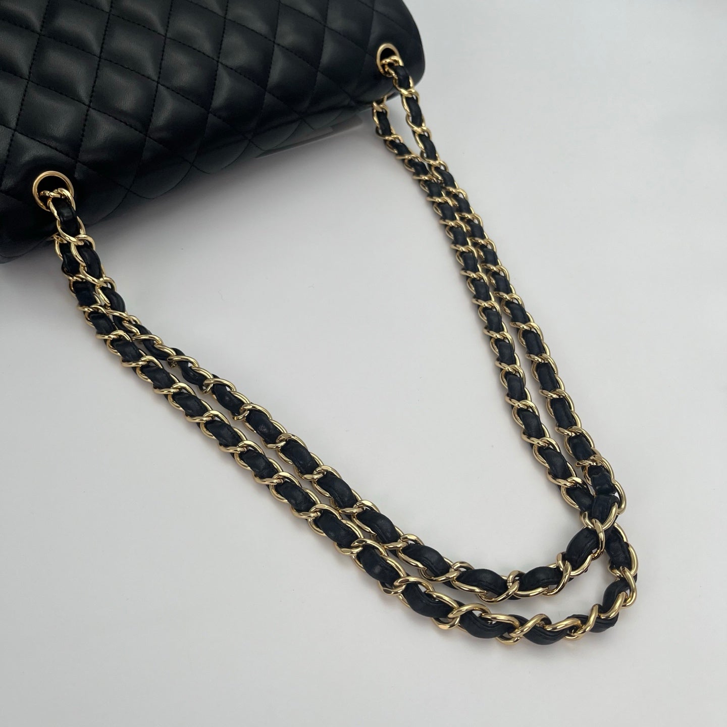 CHANEL Classic Double Flap Jumbo in Black/Gold Lamb Skin [Used]