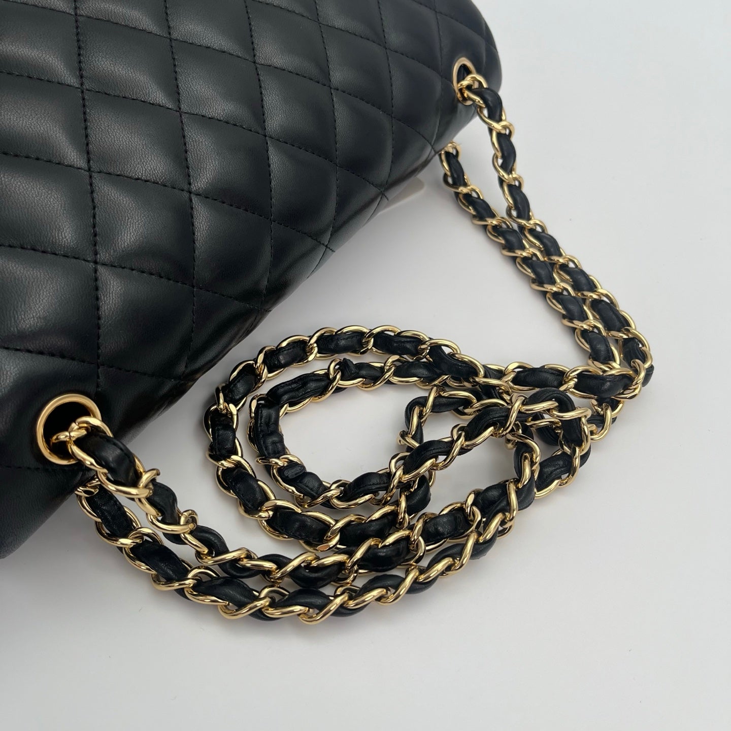 CHANEL Classic Double Flap Jumbo in Black/Gold Lamb Skin [Used]