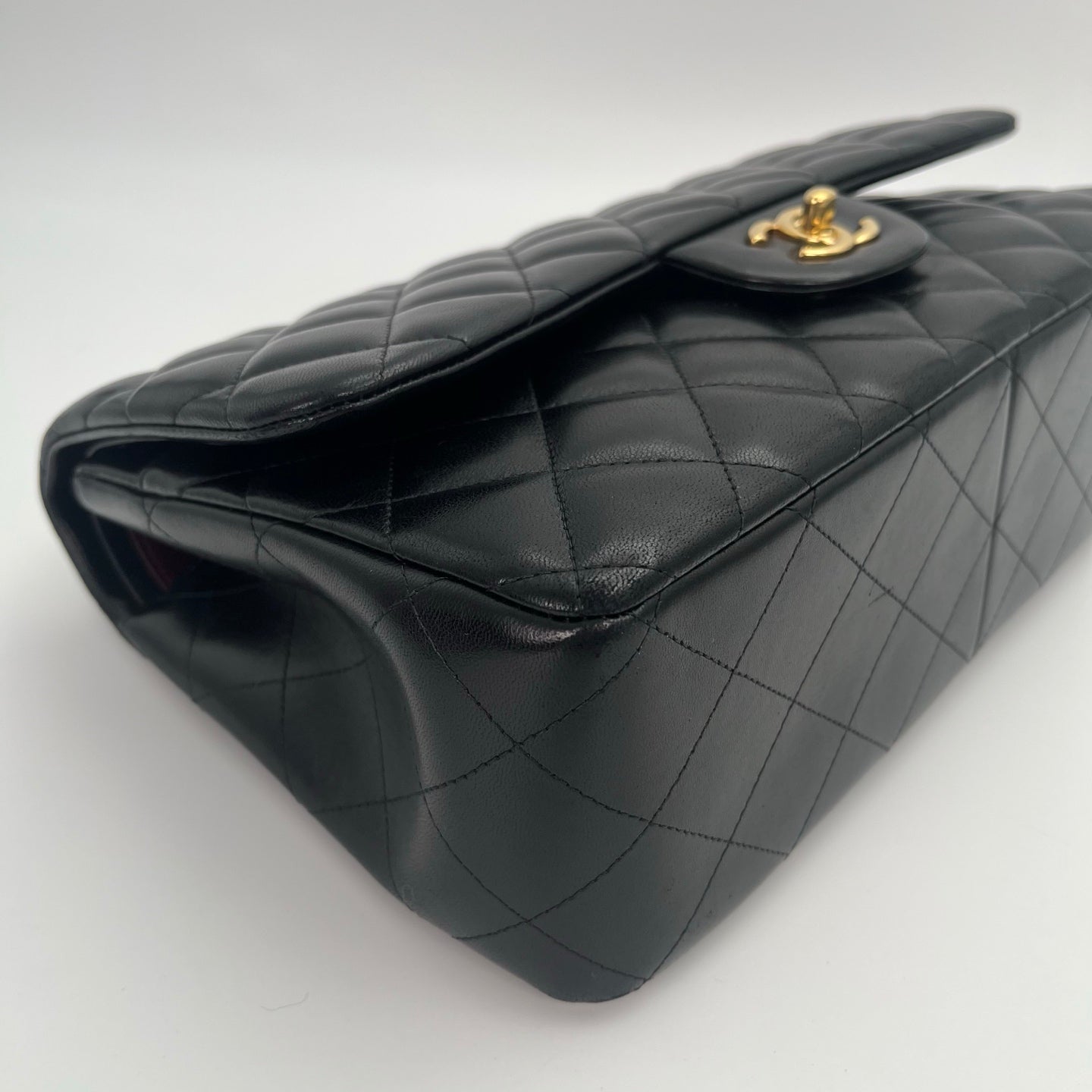 CHANEL Classic Double Flap Jumbo in Black/Gold Lamb Skin [Used]