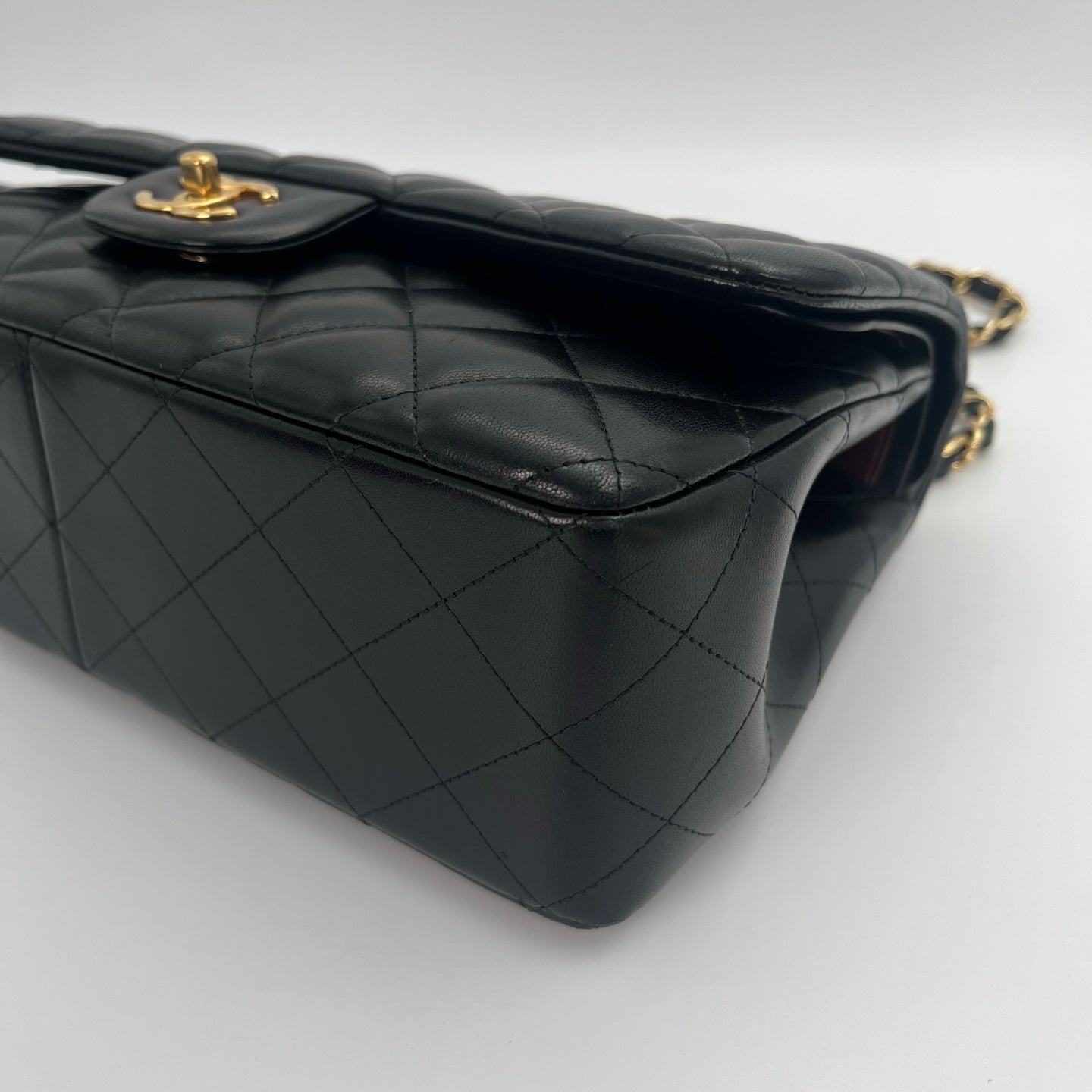 CHANEL Classic Double Flap Jumbo in Black/Gold Lamb Skin [Used]