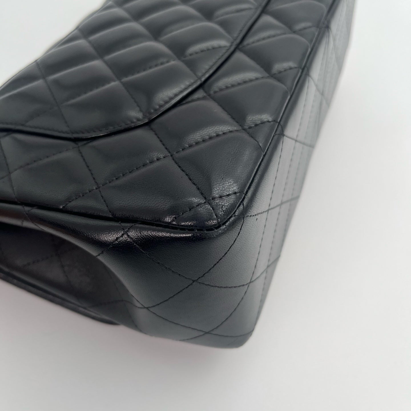 CHANEL Classic Double Flap Jumbo in Black/Gold Lamb Skin [Used]