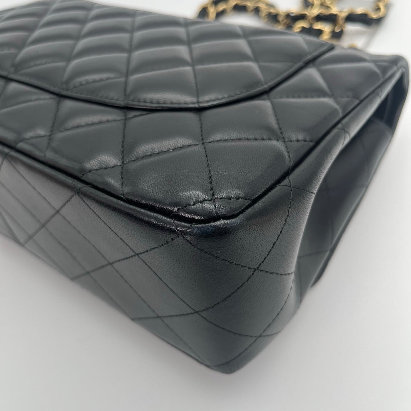 CHANEL Classic Double Flap Jumbo in Black/Gold Lamb Skin [Used]