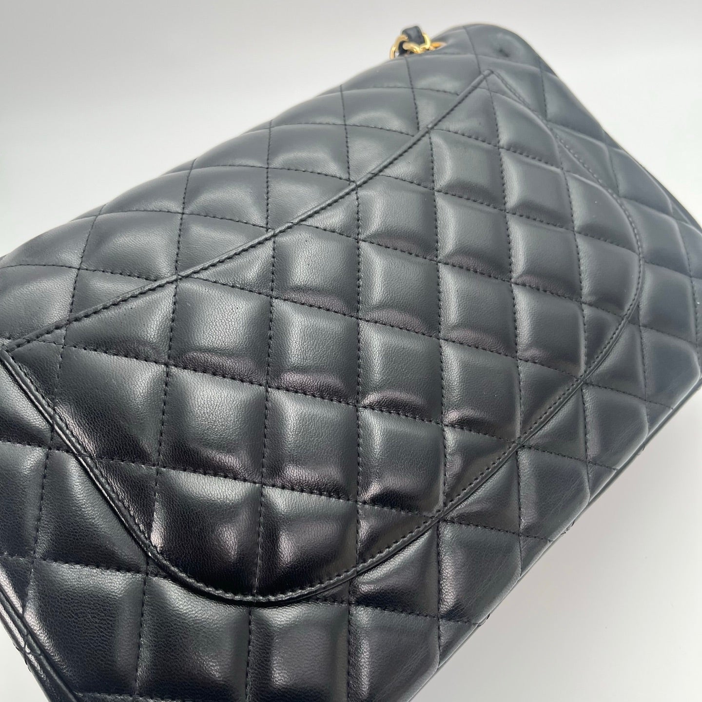 CHANEL Classic Double Flap Jumbo in Black/Gold Lamb Skin [Used]