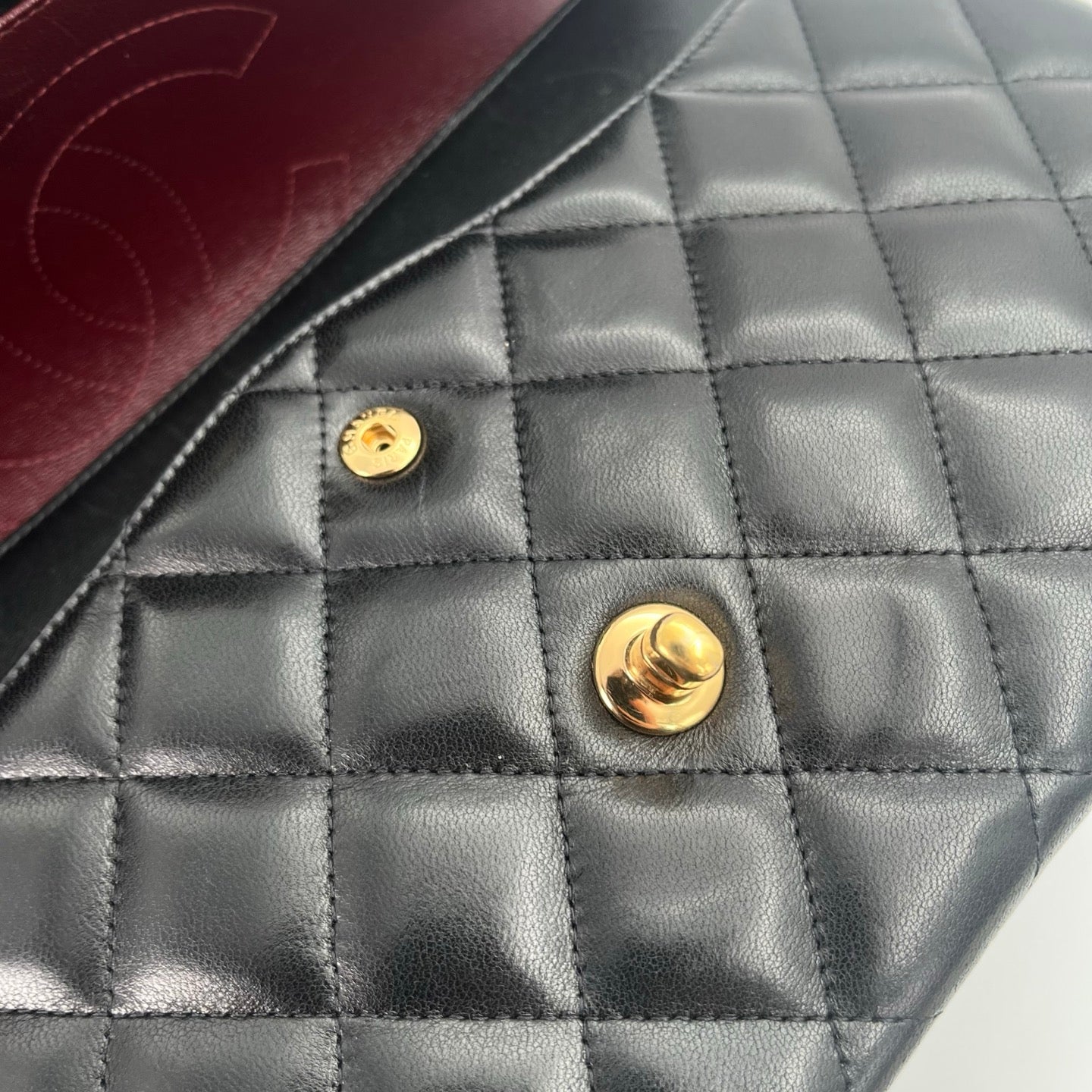 CHANEL Classic Double Flap Jumbo in Black/Gold Lamb Skin [Used]