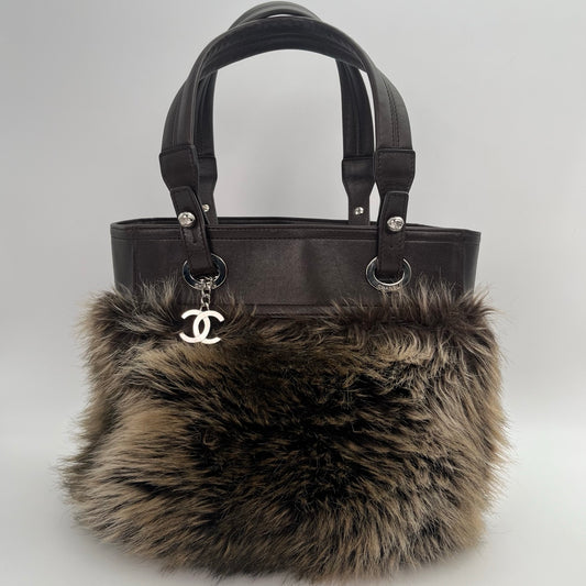 Chanel Paris-Biarritz Brown Fur Tote Bag [Used]