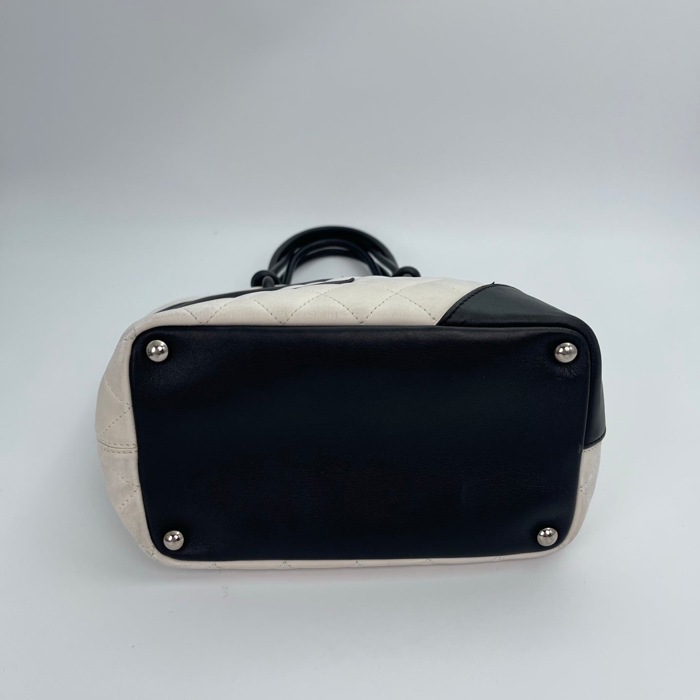 Chanel Calfskin Cambon Bucket Tote Bag White and Black [Used]