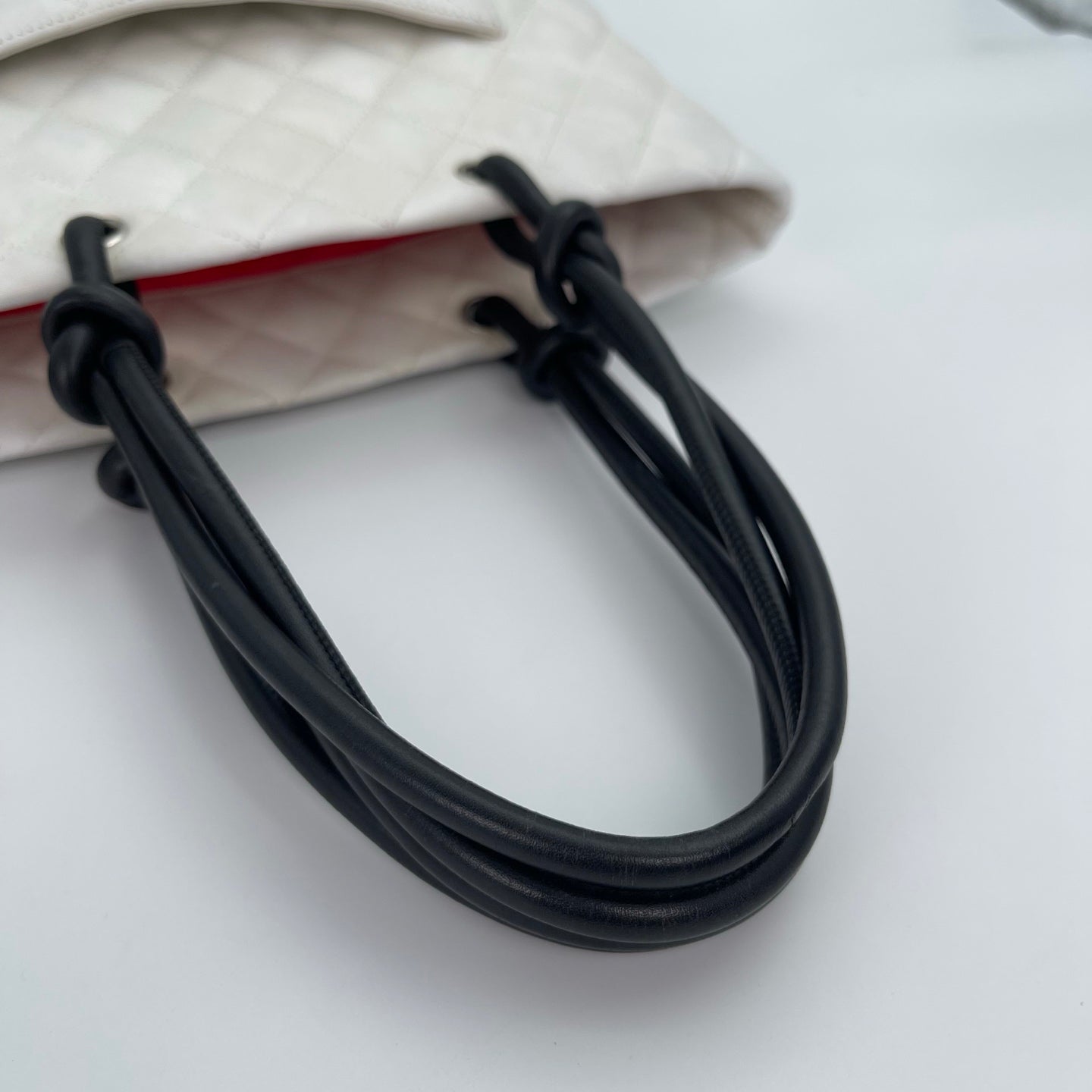 Chanel Calfskin Cambon Bucket Tote Bag White and Black [Used]